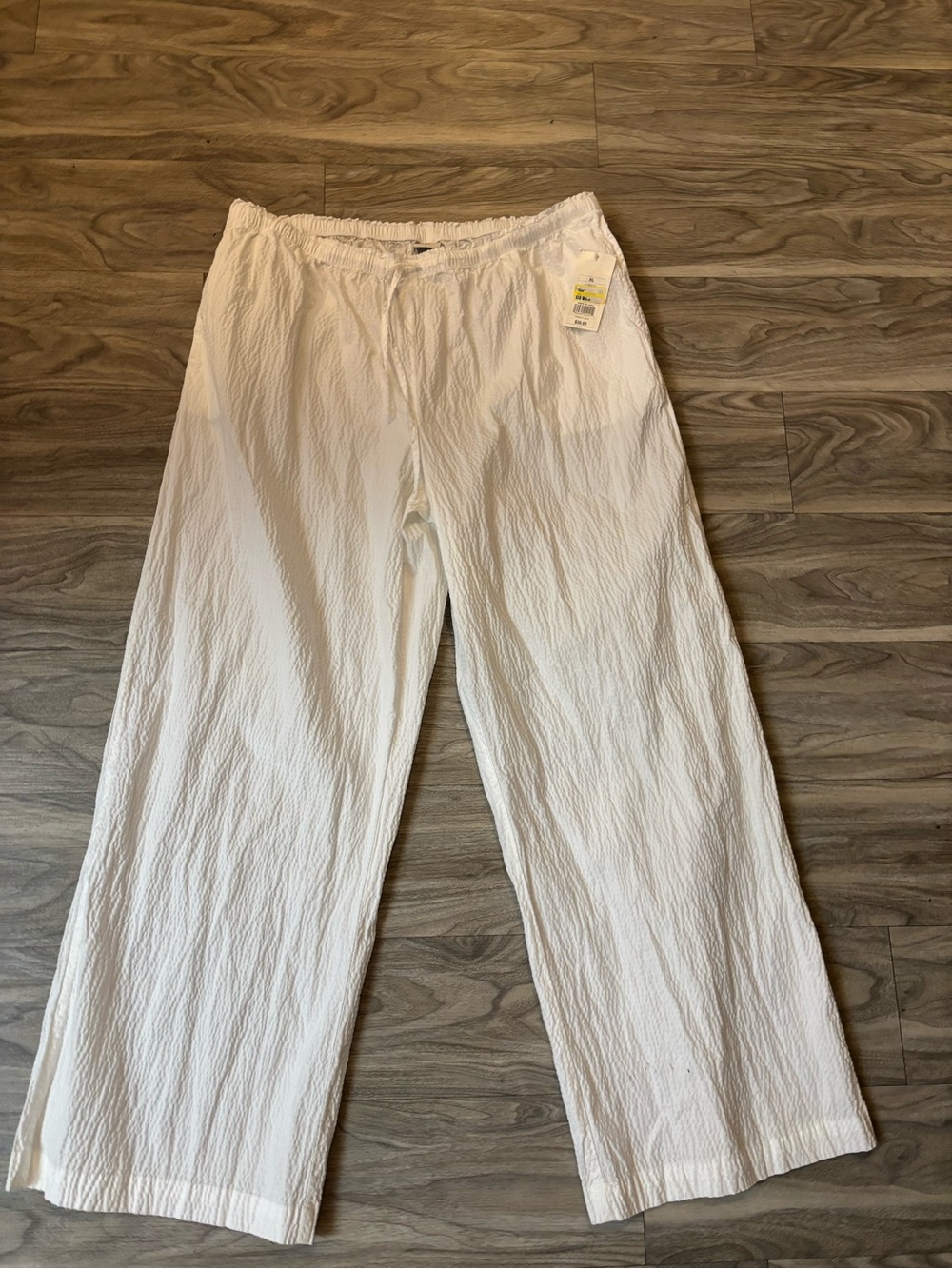 a new day White Wide-Leg Textured Pull-On Pants